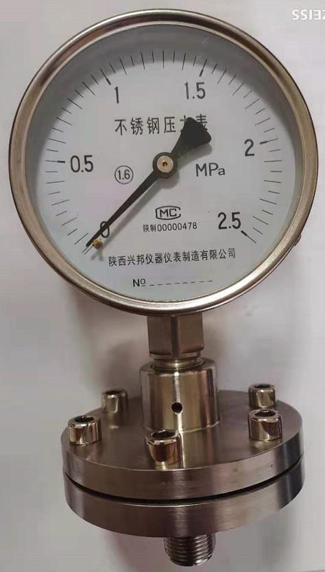 不銹鋼隔膜壓力表，YTPF-60/100/150,1.6級，-0.1-0-60MPA